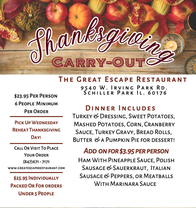 Carry Out Thanksgiving special